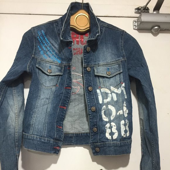 VINTAGE REQUEST PRINTED JEANS JACKETS SIZE M - Picture 2 of 11